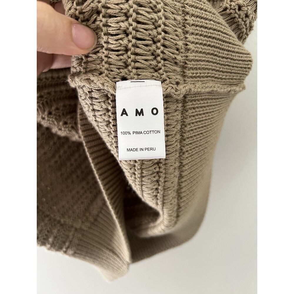AMO Jean Open Knit Jerry Sweater Vest Tan Brown Size XS Pima Cotton - Picture 4 of 7